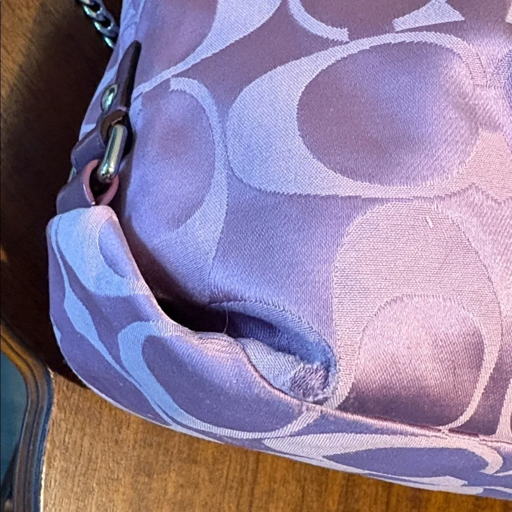 Coach  Brooke satchel  monogram canvas  lavender/dark violet trim Crossbody bag